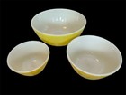 Lot Of 3 Vintage Pyrex Yellow Mixing Bowls 404  4qt   402  2 5qt    401  1 5qt 