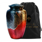 Luxury Metal Cremation Urn For Ashes     10 Inch Artistic Memorial Urn With Secure