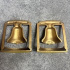 Vintage Liberty Bell Cast Metal Bookends Book Ends  federal Style Set 