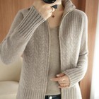 Sweater Women s Turtleneck Zipper Knitted Cardigan Slouchy Loose Jumper