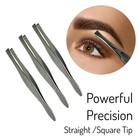 3 Vintage Style Square Tip Ribbed Professional Tweezers For Eyebrows Premium