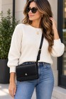 Lauren Ralph Lauren Black Leather Crossbody Bag Gold Logo Adjustable Strap