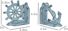 Anchor Bookends  Antique Blue Nautical Ship Wheel And Anchor Decorative Bookends