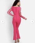 Hot Pink Ruffle Jumpsuit Shear Sleeves Womens S Statement Evening Party Wedding 