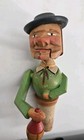 Vtg 50s Anri Carved Man Drinks From Bottle Mechanical Wine Cork Bottle Stopper