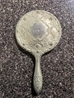 Vintage Hand-held Vanity Mirror  Silver-plated beaded Rim ornate Victorian 9 5   l