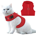 Cat Pet Harness Breathable Mesh Adjustable Escape Proof jacket Chest Red Vest