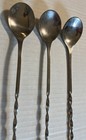 Stainless 11-1 4    Red End Bar Spoon Twisted Handle Cocktail Stirrer Lot Of 3
