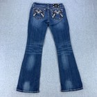 Miss Me Signature Bootcut Jeans Womens 28 Blue Embellished Jm1232bv
