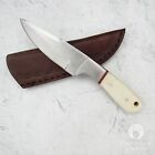 Bone Handle Small Boline 7 5  New Steel Knife W  Leather Sheath