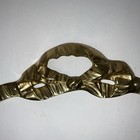 Vintage Solid Brass Ribbon Bow Furniture   Wall Decor Pediment 14 5   