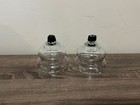 2 Vintage Clear Glass Etched Leaf  Votive Or Small Pillar Candle Holders
