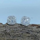 2ct Round Cut Vs1 Moissanite Men s Cluster Stud Earrings 14k White Gold Plated