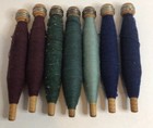 7 Antique Wooden Spool Bobbins Textile Mill Sewing Wood Thread Lot