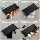 Pencil Case Pencil Pouch Black Pencil Bag Pu Leather Pen Case Small Zipper New