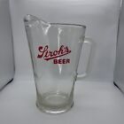 Vintage Stroh s Beer Heavy Glass Pitcher Logo Bar 9    64 Oz