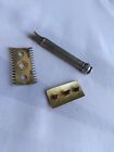 Gillette Old Type Open Comb De Safety Razor Gold Tone  no Date Code 