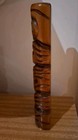 Vintage Wooden Carved New Zealand Maori Tiki Statue Paua Shell Eyes