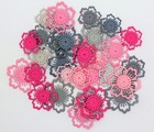 Lacy Flowers Paper Die Cut Embellishments Scrapbooking 20 Pc Grey Pink
