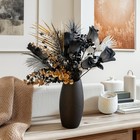Black Gold Artificial Floral Arrangement  Rose  Eucalyptus Leaves Premium Tex   