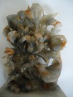Vintage Chinese Hand Carved Soapstone Sculpture With Birds   Flowers