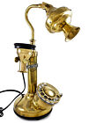Rotary Dial Vintage Home Decor Antique Shiny Brass Phone Candlestick Telephone
