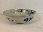 Antique Japanese Large Blue   White Porcelain Bowl W  Bird   Flowers Decoration