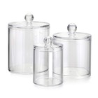 Set Of 3 Cotton Ball   Swab Organizers - Acrylic Makeup Jar  Q-tips Holder  Bath