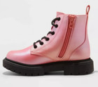 Art Class Girls Iridescent Pink Kayden Lace-up Combat Boots Size 1 Or 2