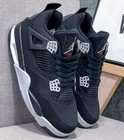 Jordan 4 Retro  black Canvas  Men s Mid Top Basketball Shoes Size 7-12