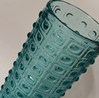 Mcm Sklo Union Art Glass Vase Turquoise Blue Geometric Czech Vintage 60s Hobnail