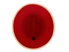 Fedora Beige   Red Belt Band Men Women Felt Vintage Style Wide Brim Panama