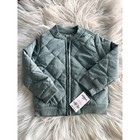 B   gosh Nwt Baby Boy Quilted Full-zip Bomber Jacket Outerwear Sage Green Size 24m
