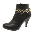 Women Gold Metal Boot Chain Bracelet Shoe Anklet Hearts Charm Great Gift Present