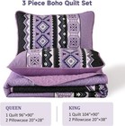  3 Pieces Quilt Set Queen Size  Purple Quilt Queen 96   90   Black Purple