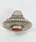 Thomas Jim   Tjim  Ring Red Coral Sterling Silver 23 9g Sz  7 Radial Lines Vtg