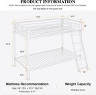 Loft Bunk Bed Twin Over Twin Size With Ladder And Guardrail heavy Duty Metal