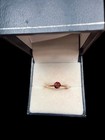 Vintage 10k Yellow Gold Signed Garnet Solitaire Ring 7 5