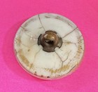 Antique Victorian White Glass Button - Paisley Design  Black Paint   Gold Luster