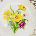 Trinket Dish Gold Rim With Daffodil Motif Made In Japan