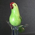 Murano Style Glass Parrot 11 Tall Green Blue Modern Art Glassware Vtg Heavy 
