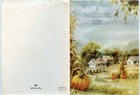 Vtg Hallmark Happy Thanksgiving Greeting Card Wish Bless Autumn Landscape  1960s