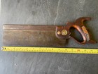 Antique Geo  H Bishop 10  Saw Blade Back Tenon C e  Jennings Ny Handle Medallion