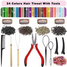24-color Hair Tinsel Kit With 7800 Strands And Tools For Festive Hair Extensions
