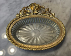 Vintage Matson Filigree Gold Ormolu Roses Glass Soap Dish Signed   pretty 