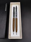 Vintage Double Heart Paper Mate Pen   Pencil Set Brown And Chrome Box 1979