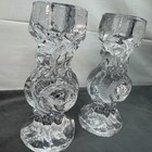 Candle Holders Lindshammar Sweden Christer Sjogren Signed Textured  Glass