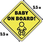 Baby On Board Sticker Sign For Car Window  2 Pack 5 5  X 5 5  In Bright Yellow A