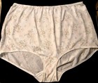 Vintage Sears White Pink Floral Bouquet Shiny Sheer Nylon Granny Panties L 9 Euc