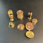 7 Vtg Miniature Copper   Brass Doll House Lot Pitcher Bird Cage Bowl Pan Grill